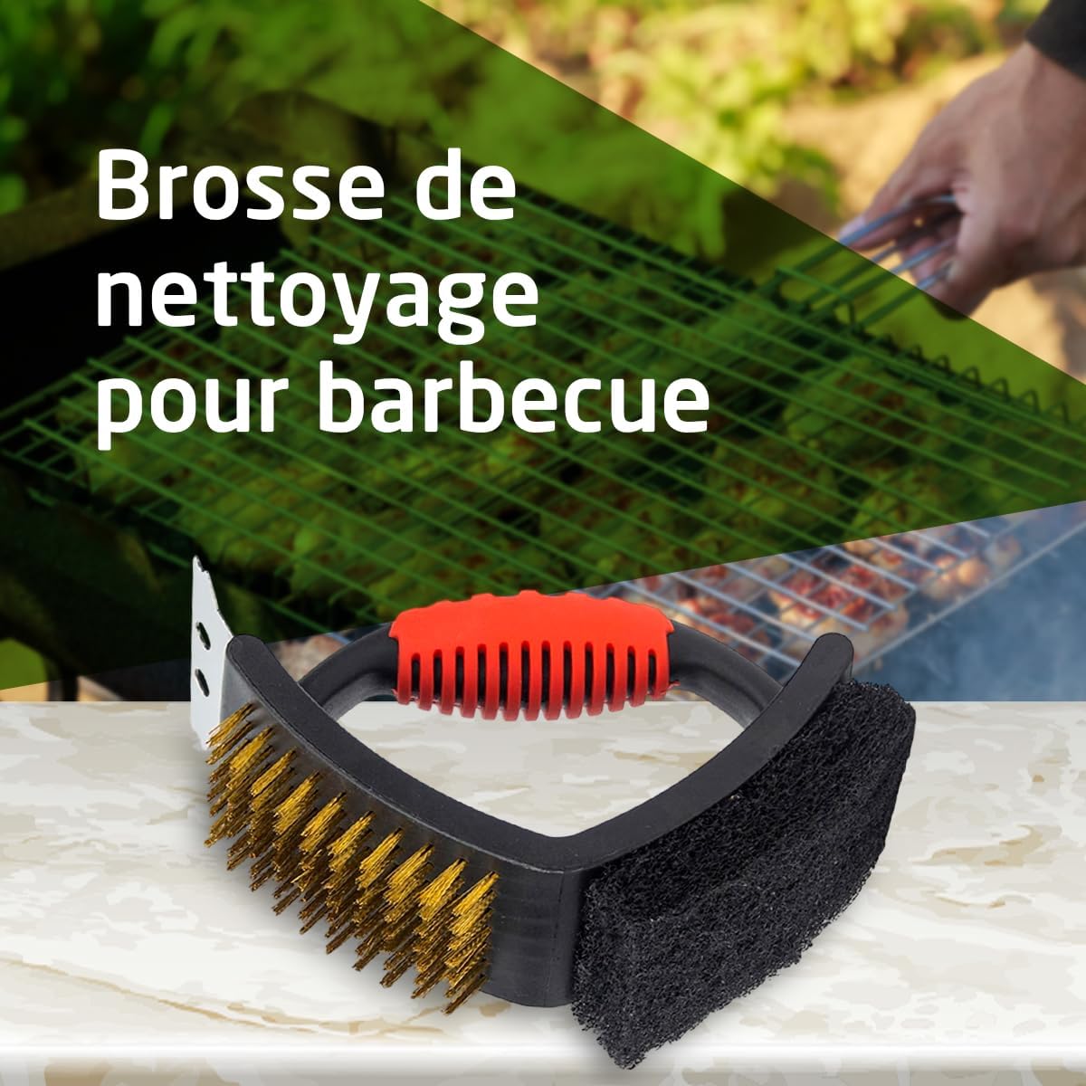 Amig - Fireplus 3 in 1 - 16,5x11,5x7cm - Brosse barbecue multifonction