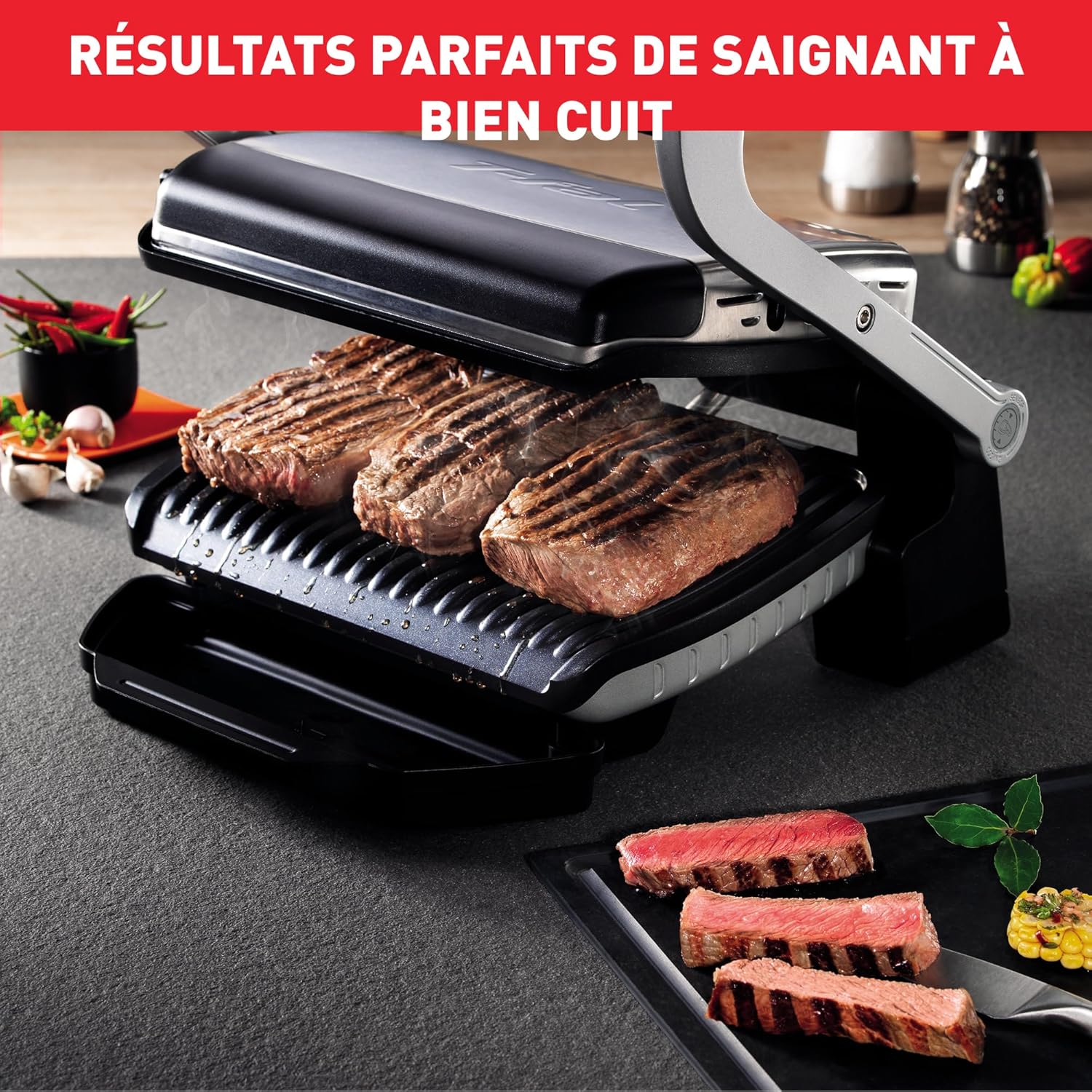 Tefal - Optigrill+ série - 4 personnes, 6 programmes, mode manuel - GC712D12