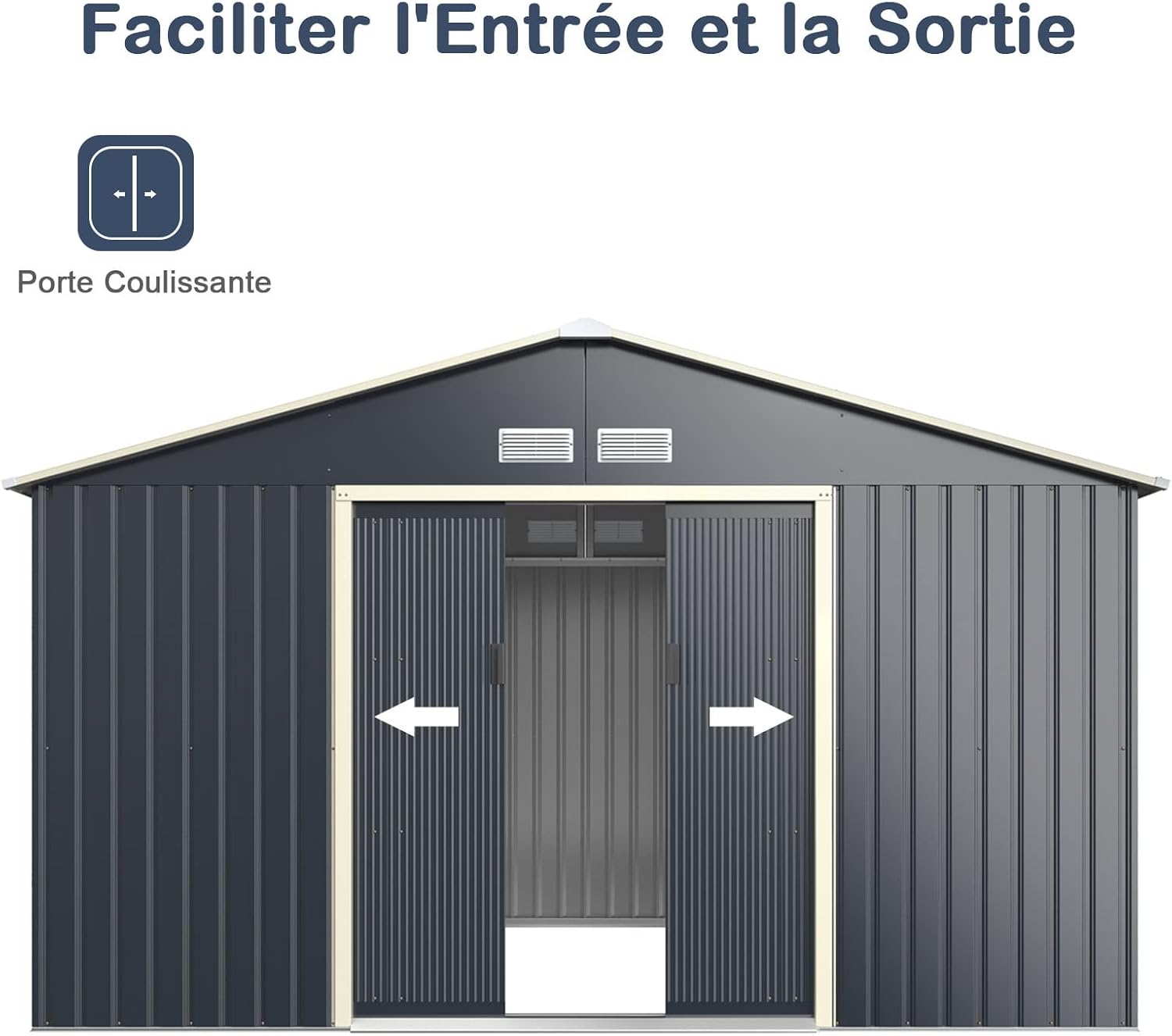 GOPLUS - abri jardin métal galvanisé 330x255x210cm - portes coulissantes, résistant intempéries