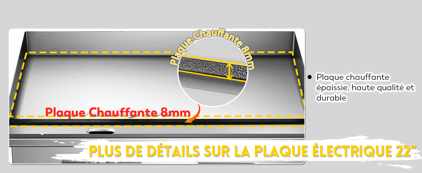Moongiantgo Plancha Électrique Professionnelle 22" 3000w