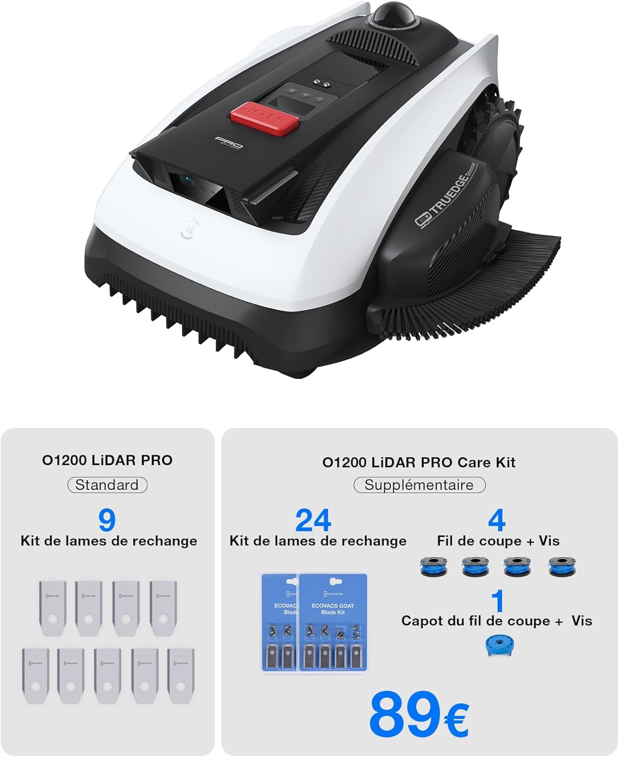 Ecovacs - Goat O1200 - 1200m² - LiDAR Pro, navigation IA, coupe précise O1200