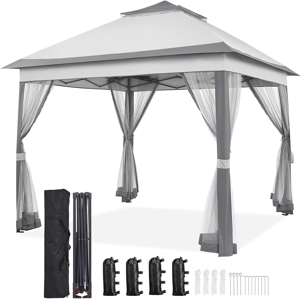 Yaheetech - Tonnelle jardin 3,3x3,3m moustiquaire imperméable