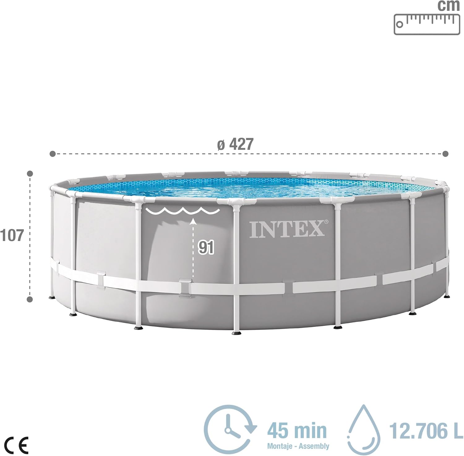 Intex - Prism Frame ronde tubulaire - 4,27 x 1,07m - kit piscine durable