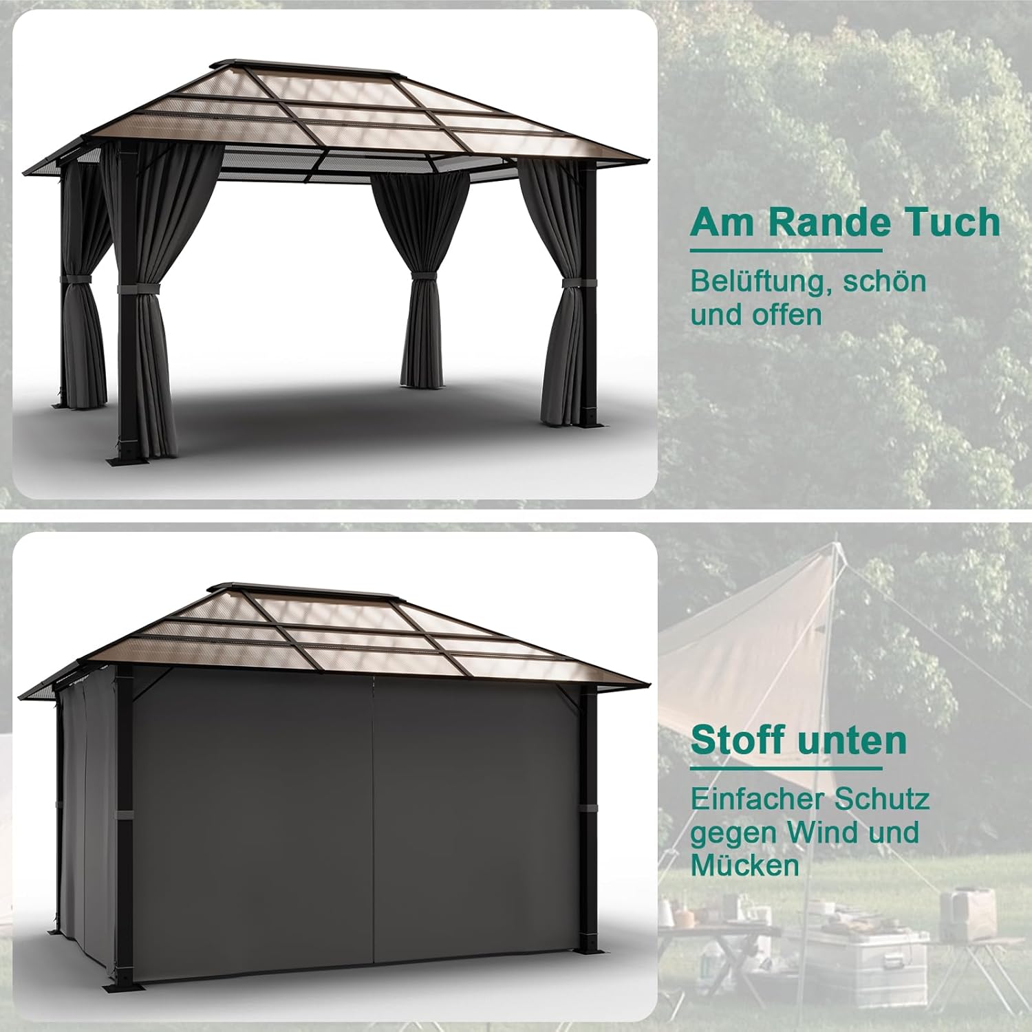 Devoko - tonnelle aluminium 3x4m - imperméable, toit UV, gris