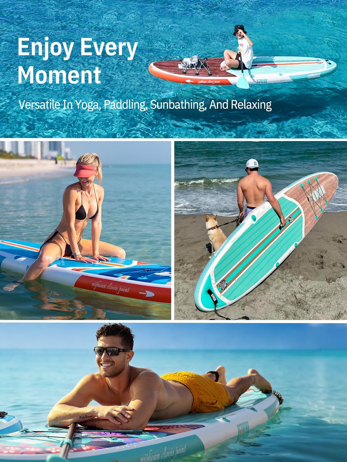 Niphean Paddle Gonflable Adulte avec Tous Les Accessoires, 320cm Planches de Stand Up Paddle Gonflables pour Tous Les Niveaux, Sup avec Capacité 200 kg pour 2 Personnes, Paddle Gonflable avec Siège