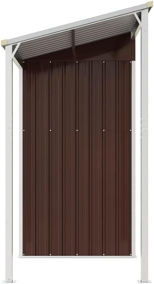 vidaXL Abri de Jardin avec Toit Prolongé, Cabane à Outils avec Poignées, Remise à Outils, Abri de Rangement Terrasse, Marron 277x107x181 cm Acier