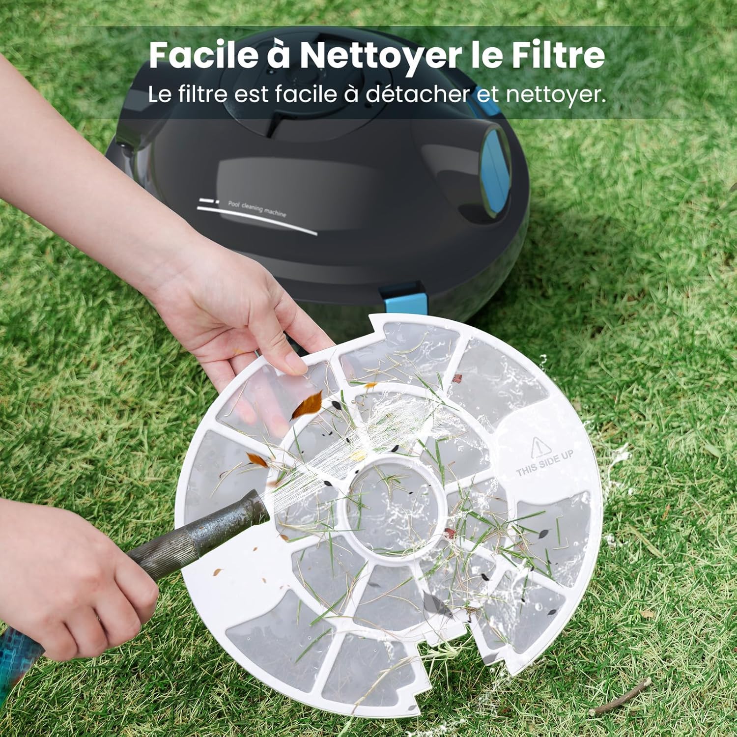 MEDOXA – Robot piscine sans fil, 120 min autonomie, pour 100 m² – Noir