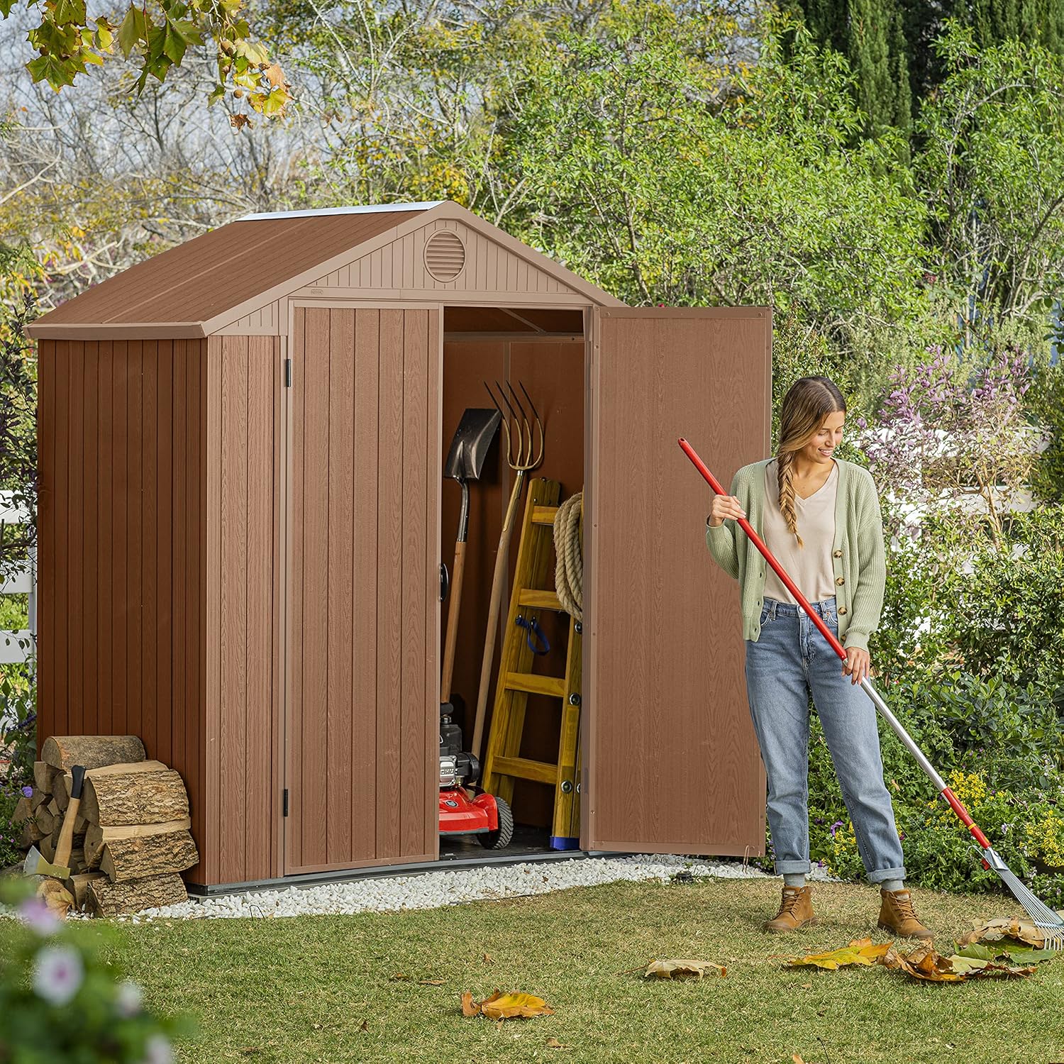 Keter - Darwin 64 - 2.2m² - abri de jardin en résine, couleur marron