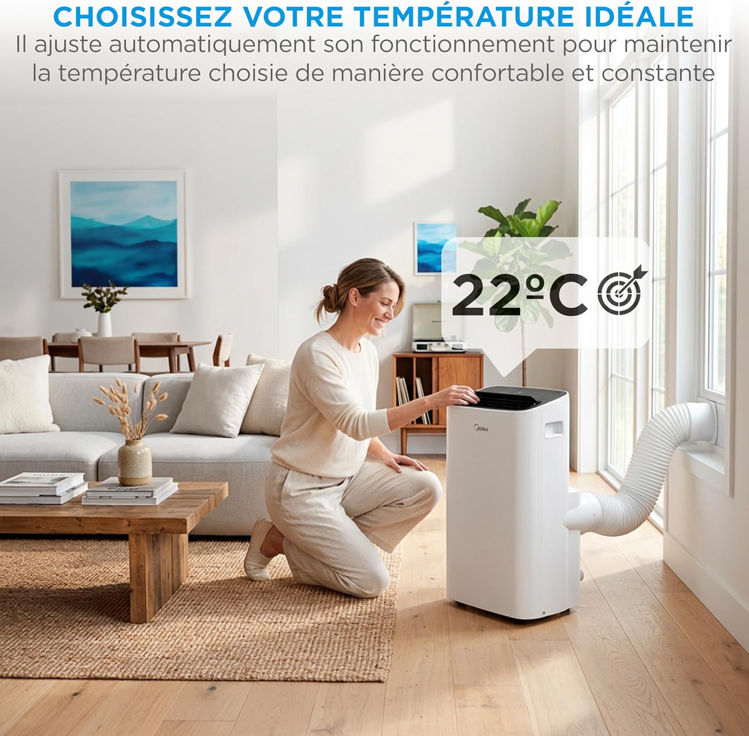 Midea - Climatiseur mobile 4 en 1 silencieux, 12000 BTU, contrôle app, compact - MPP1-12CRN1