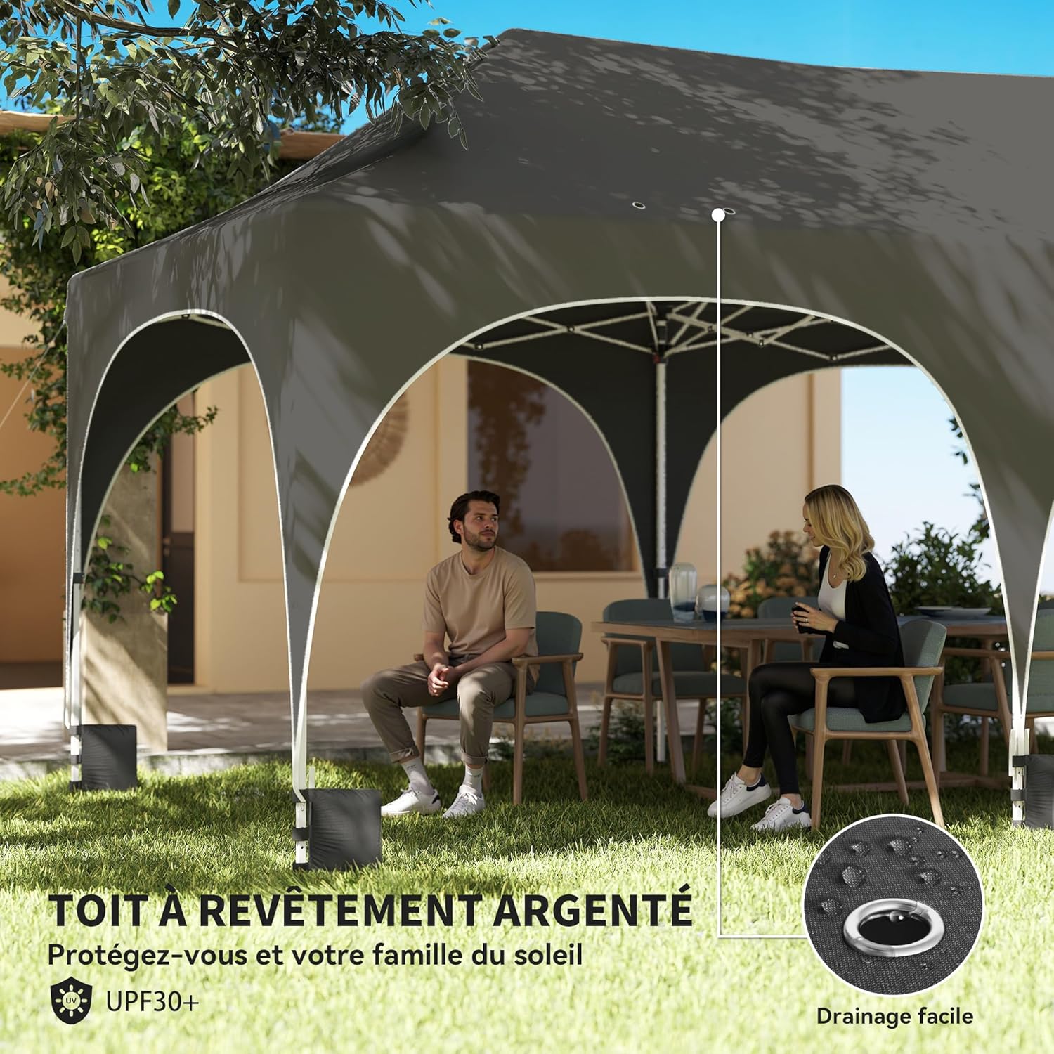 Outsunny - Tonnelle pliante série - 3x6m - imperméable, anti-UV, 6 parois, 6 sacs de sable