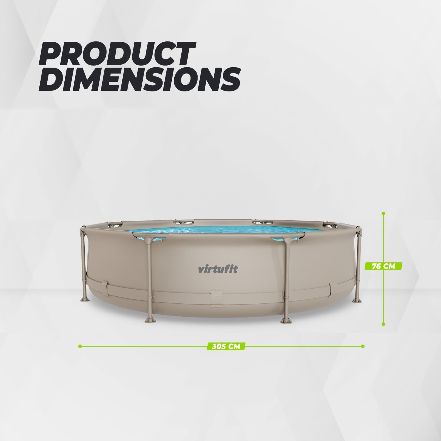 VirtuFit - Piscine ronde beige - Ø305x76 cm - Montage facile