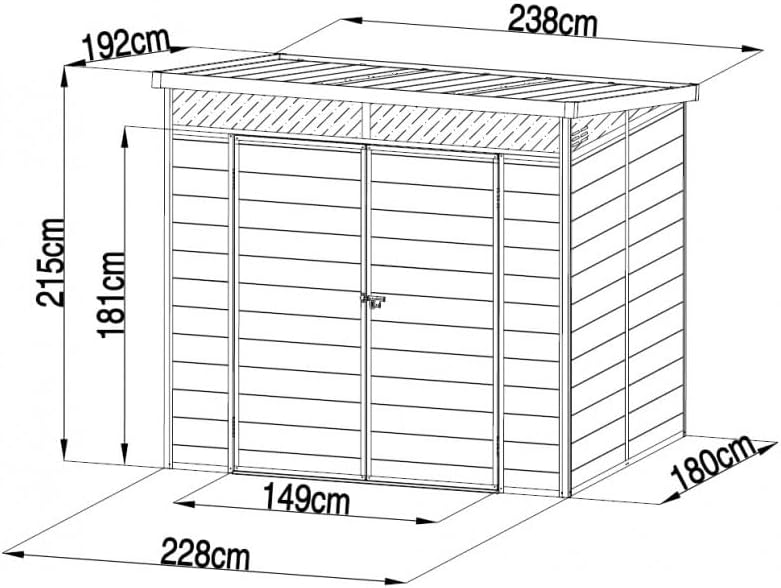 Jôbu – Abri de jardin résine 4,10m² toit plat, double porte, aluminium