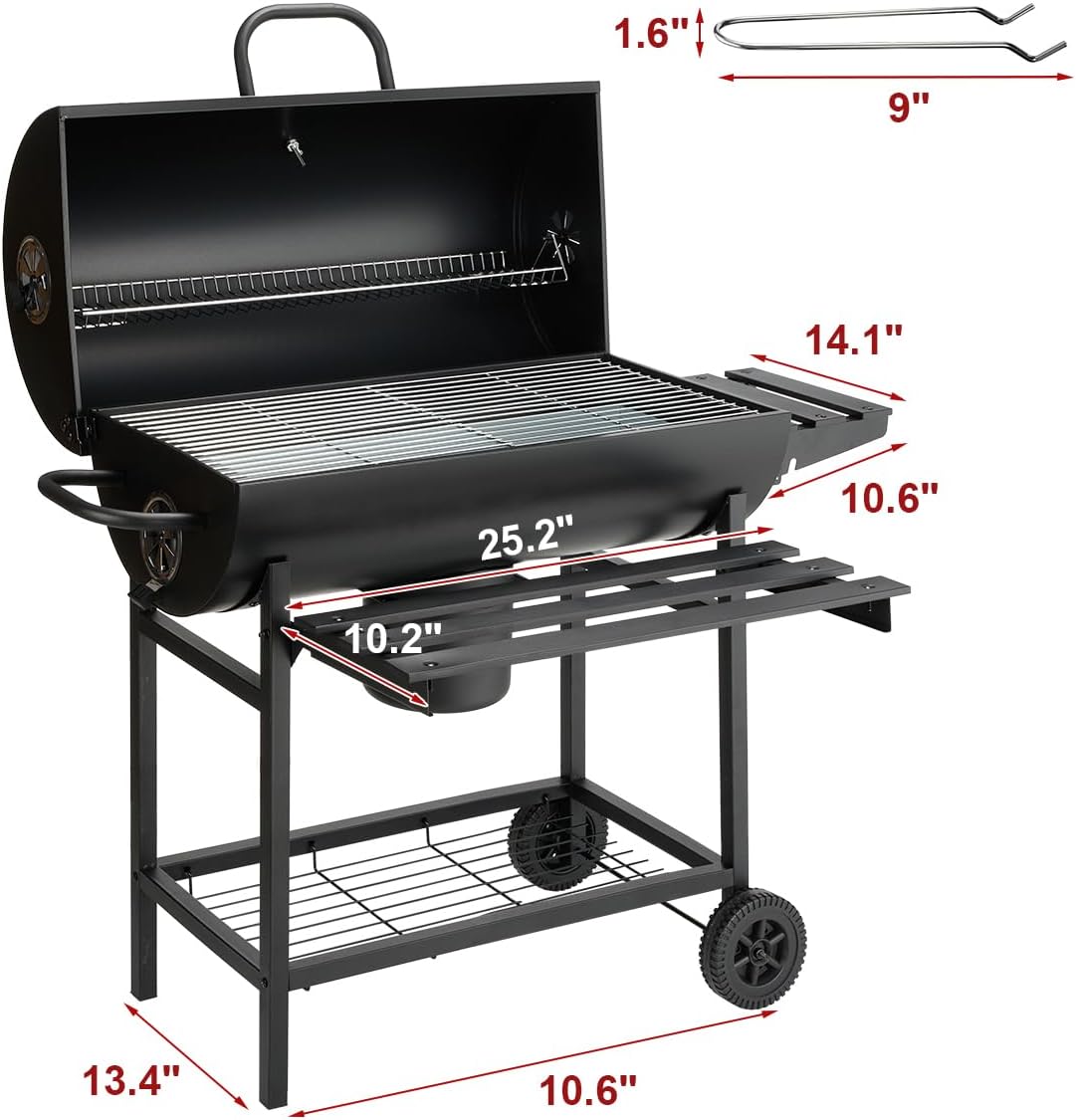 DEWINNER - barbecue charbon série de base - grille XXL, roulettes, tiroir à cendres