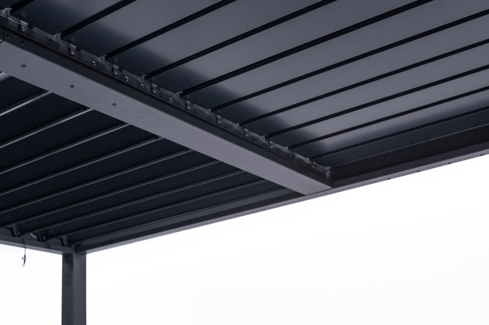 Cazeboo - Piana pergola bioclimatique 4x3m alu lames orientables, rotation 110°, vent 70km/h