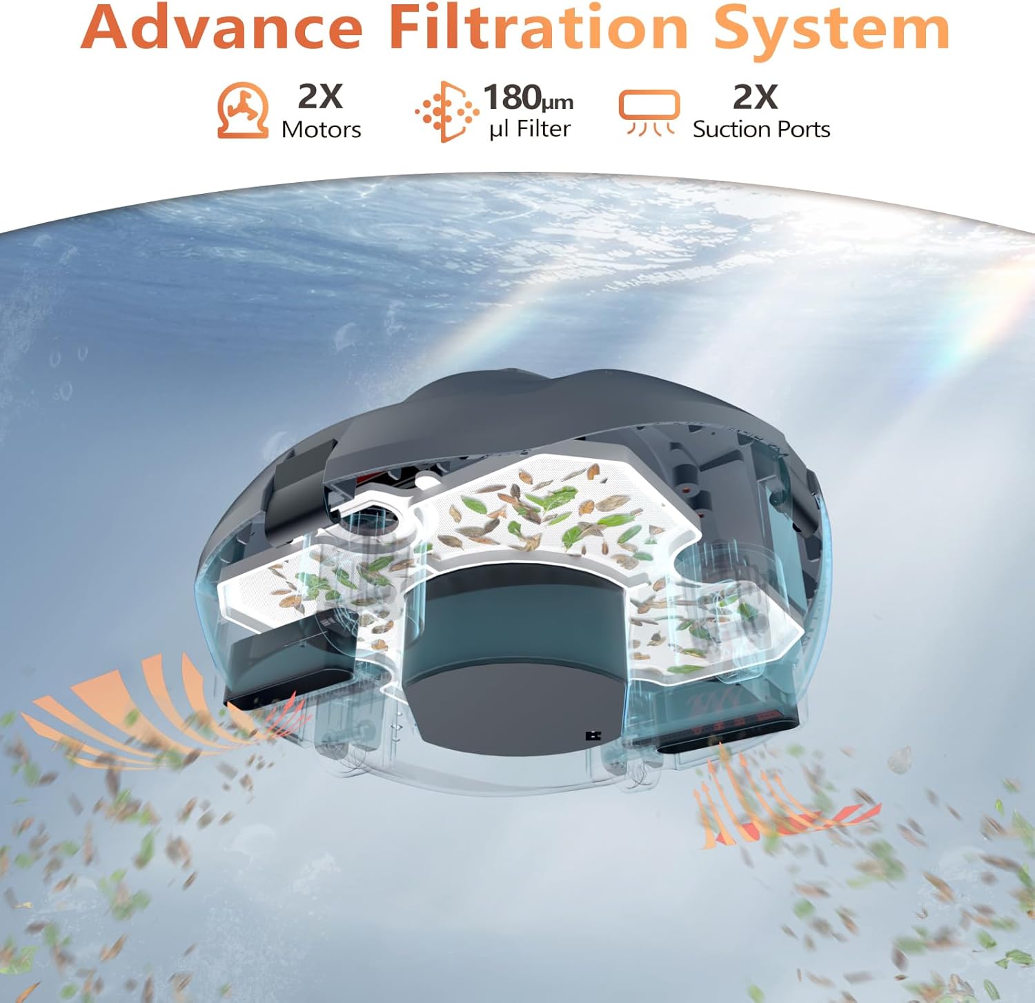 CoasTeering - Robot piscine sans fil, 120min, 4500mAh, charge rapide, 80m² - 2026