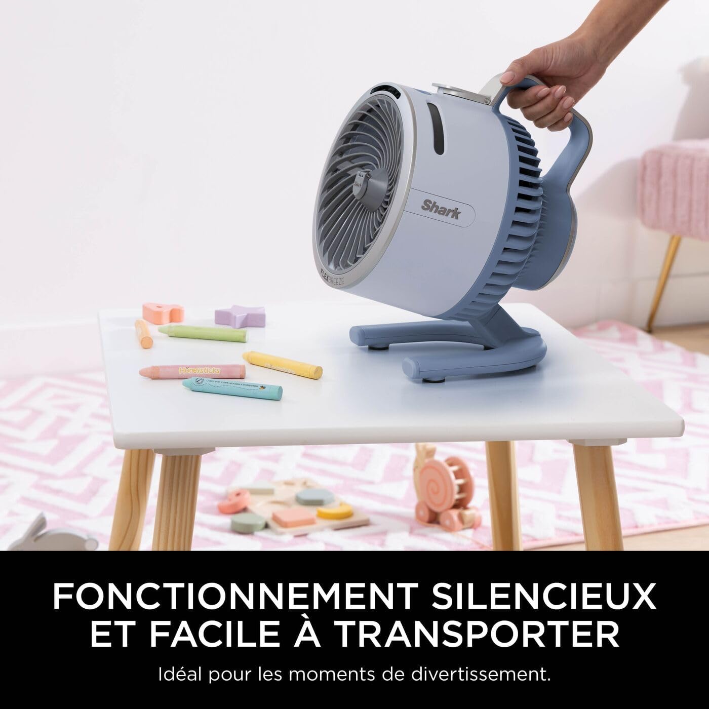 Shark FlexBreeze HydroGo, ventilateur brumisateur portable, rafraîchisseur d'air silencieux intérieur/extérieur, discret et durable, avec/sans fil, léger, 5 réglages de vitesse, Glacier FA050EUBL