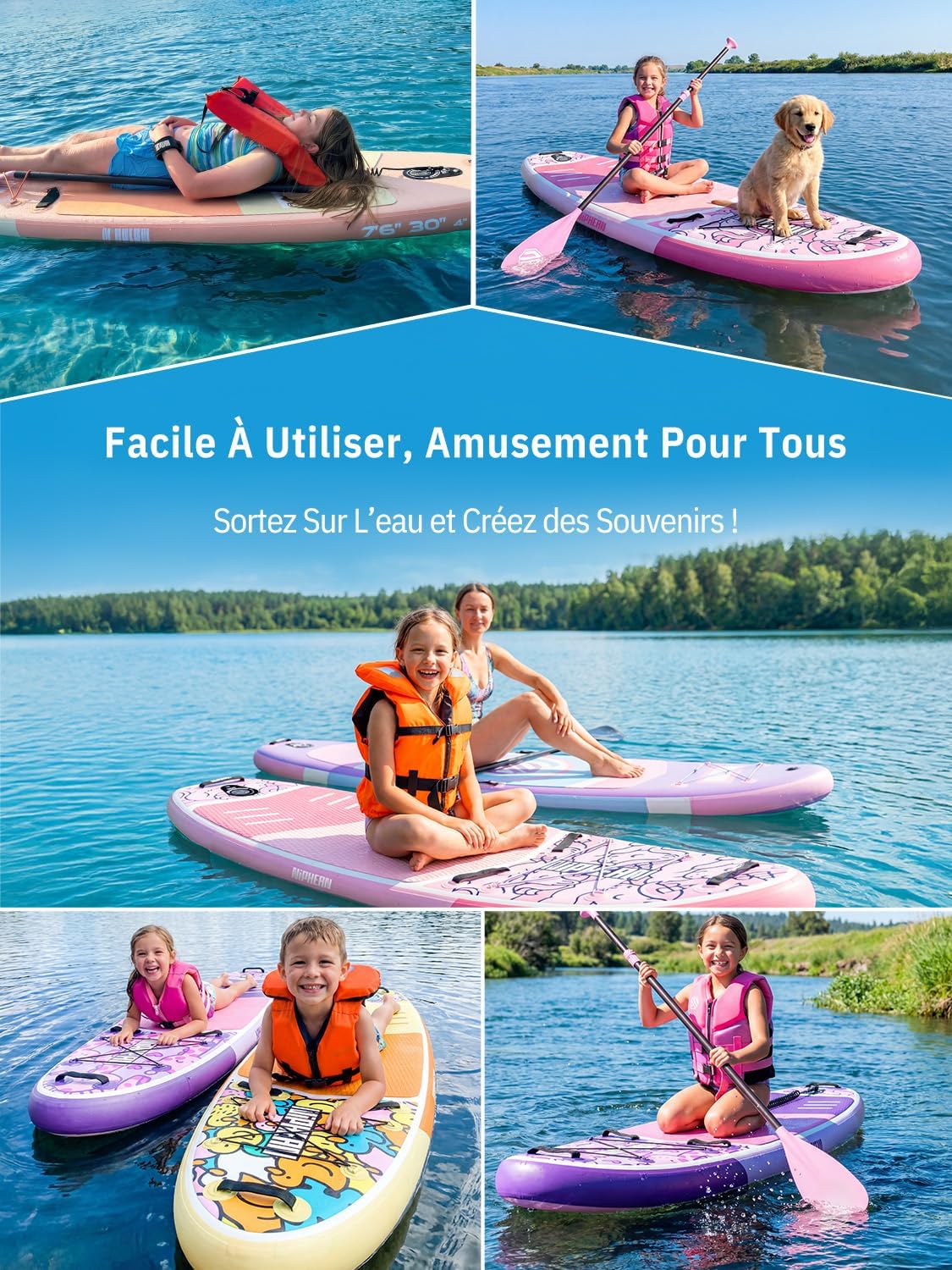 Niphean - Extra Large Paddle - sup 2+1 personnes - planche gonflable stable débutant