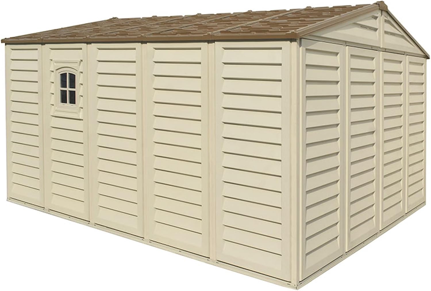 Duramax - Woodbridge Plus - 10,5'x13' - abri jardin résine, beige/brun, 399,8x318,7x222 cm