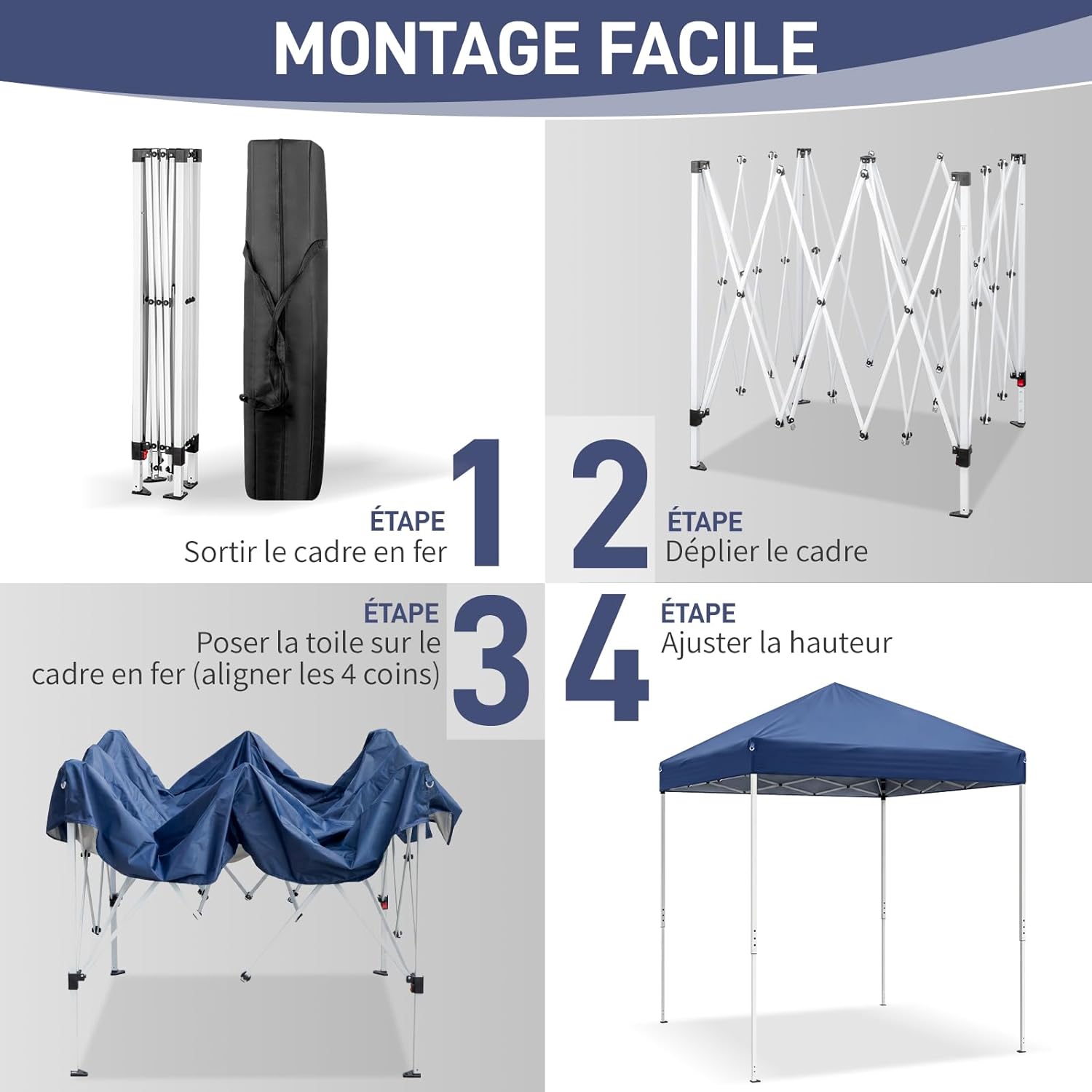 LEADZM - tonnelle pliante série standard - 2x2m - imperméable, anti-UV, moustiquaires