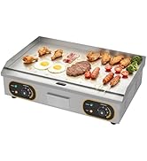 MOOTACO Plancha Électrique Professionnelle Inox 4400W De Gril En Le Fer 73 * 43cm, Thermostat 50 ...