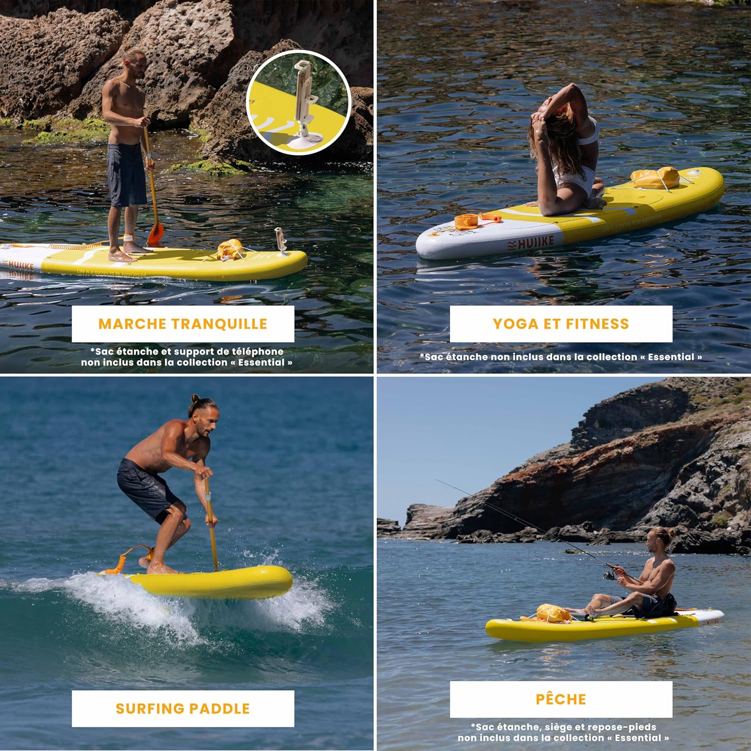 HUIIKE Paddle Gonflable Adulte avec Accessoires Inclus, Pagaie, Ailerons, Pompe. Planche de Stand Up Paddle Grande Stabilité et Résistance. 305 x 84 x 15 cm, Jusqu'à 130 kg
