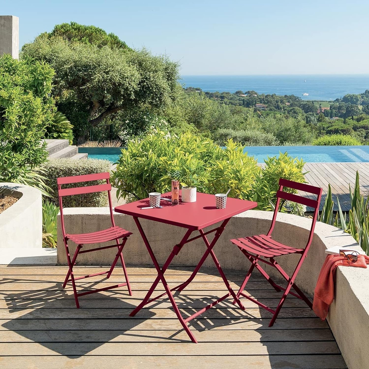 Hespéride - Greensboro - 2 places 70x70 cm - table de jardin pliante acier renforcé