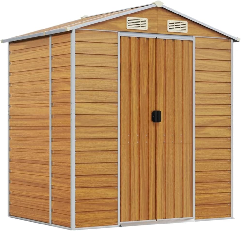vidaXL Abri de Jardin Marron Clair 191x130x198 cm Acier galvanisé