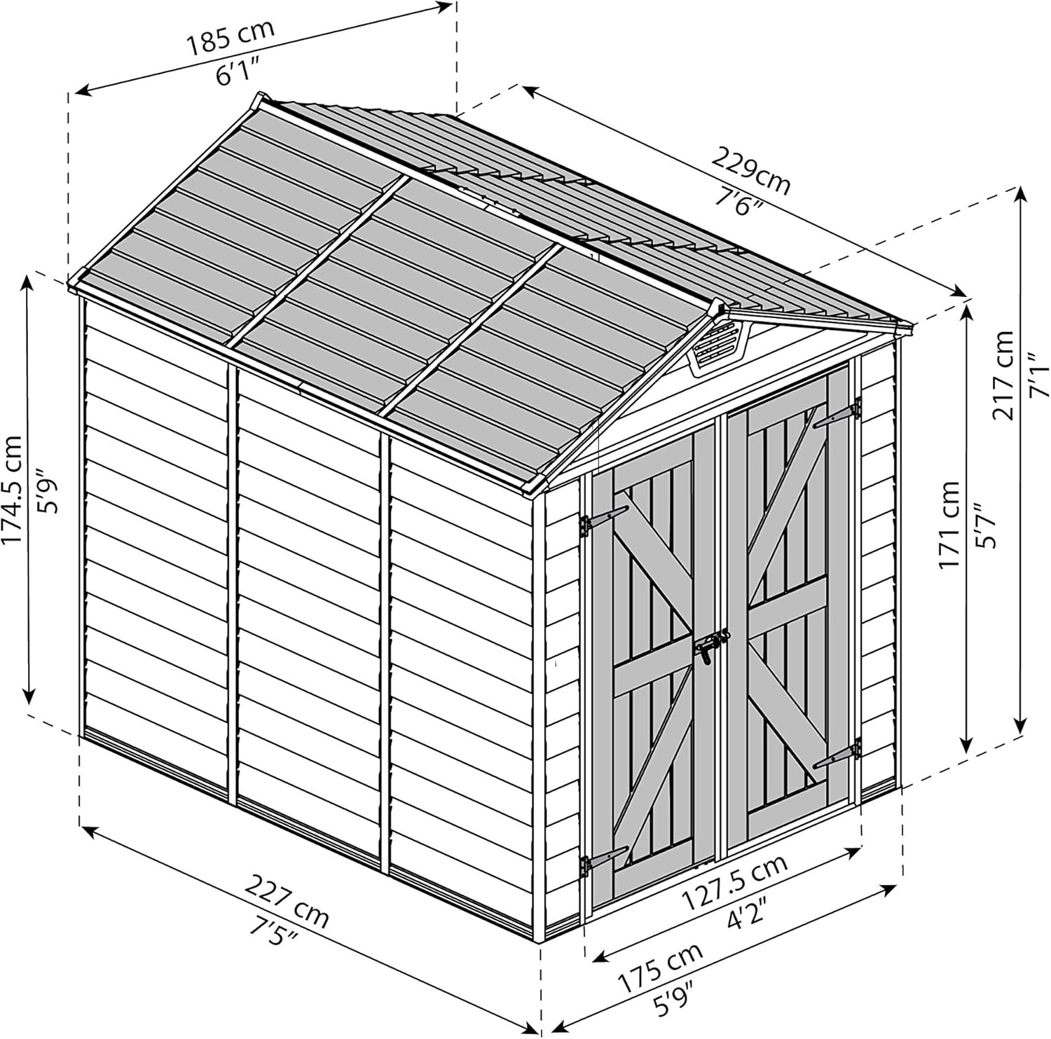 Canopia by Palram Abri de jardin en Kit Skylight 4.2m², Cadre en aluminium, panneaux en polycarbonate, Gris