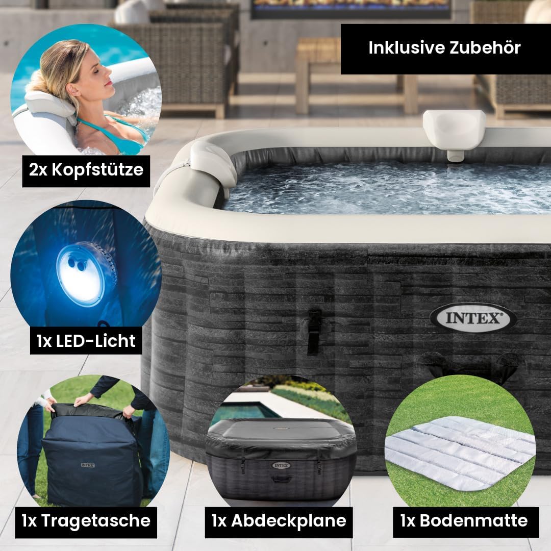 Intex - Pure Spa Bulles 6 places - spa gonflable gris ardoise - 28452EX