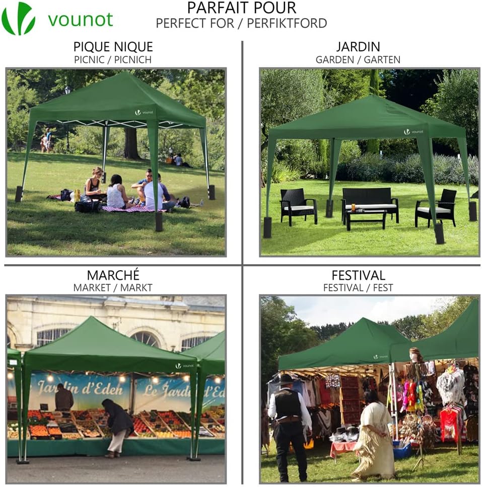 VOUNOT - Tonnelle pliante 3x3m - rapide à monter, sac inclus