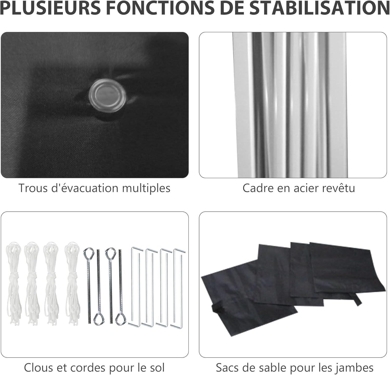 Outsunny - tonnelle pop-up réglable - 297x297x288 cm - UV 30+ 2 parois