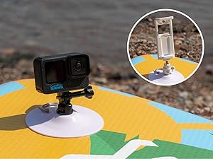 montée sur une surface colorée à l'extérieur. L'image en encadré montre un petit contenant transparent sur un support, probablement à des fins de comparaison