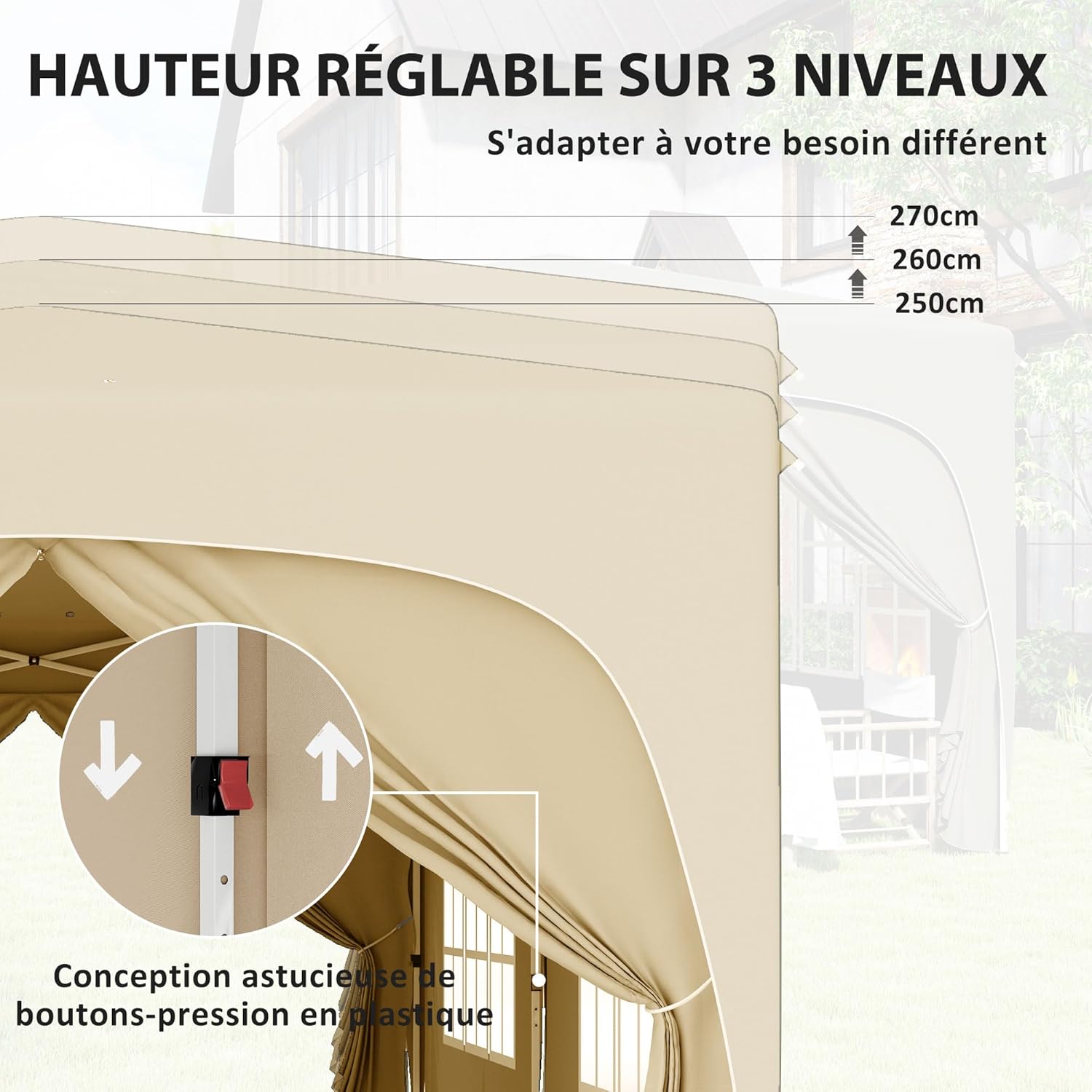 Outsunny - tonnelle pliante Pop up - 3x6 m - UPF50+, accessoires