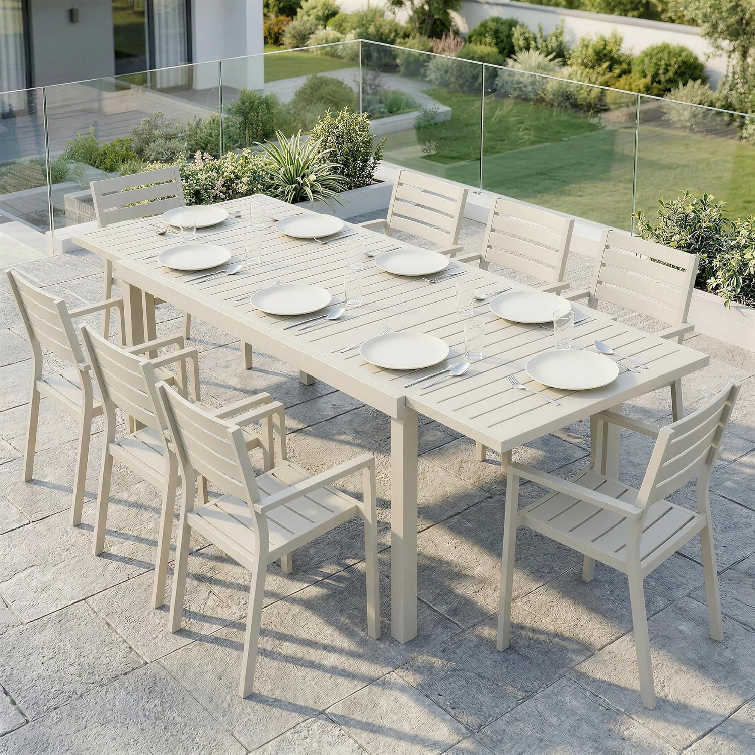 Outsunny - table extensible 150-225 cm - aluminium léger, 6-8 pers