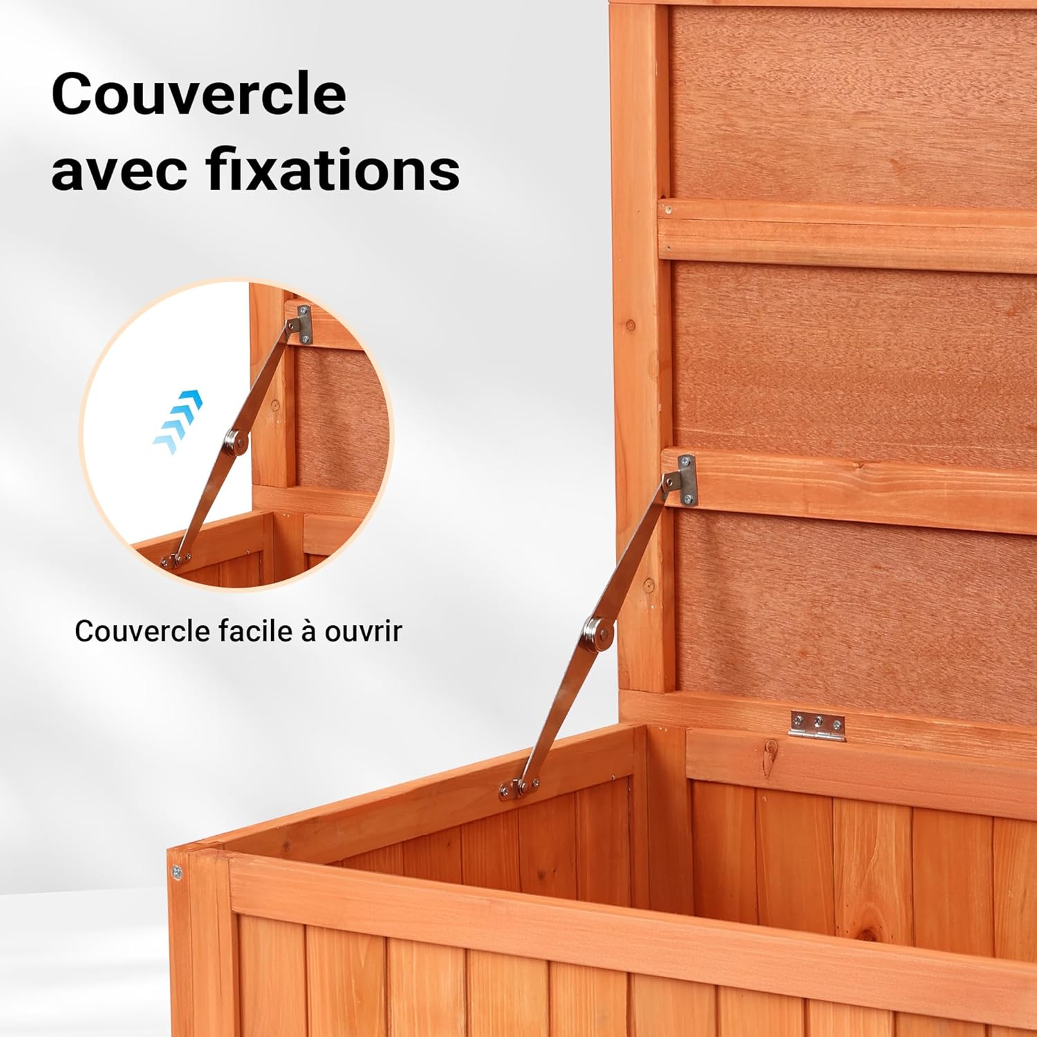 Wiltec - Coffre de jardin bois épicéa 127x55x60 cm, couvercle et fixations