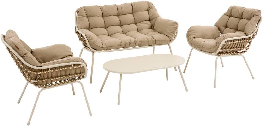 Hespéride - Paopao Beige/Argile - salon 4 places - anti-rouille, coussins confortables