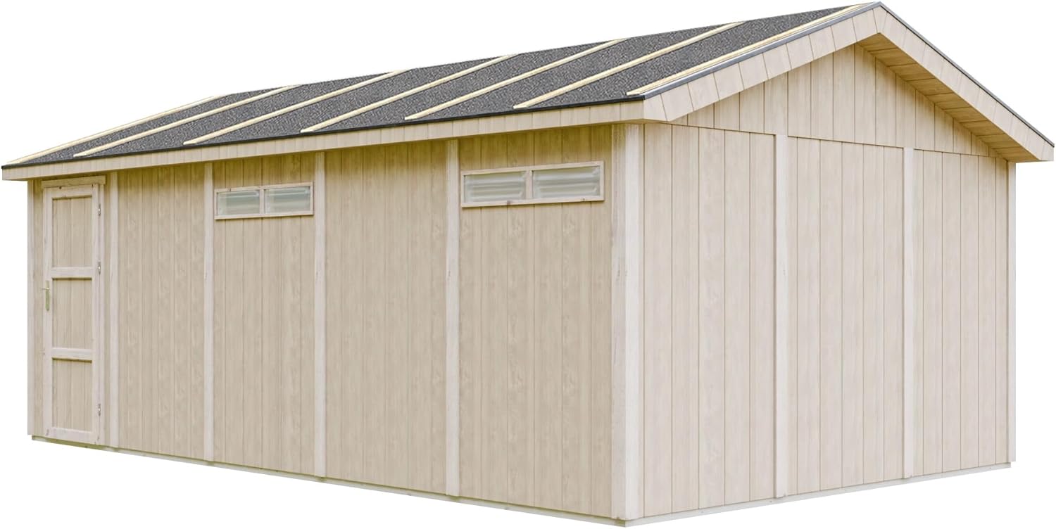 Garage de Jardin QUALITÉ Premium - Abri de Jardin - 21 m²- L378xl648 cm - Construction en Panneaux LP Smartside - Rangement pour vélos, Remise à Outils - TIMBELA M992B