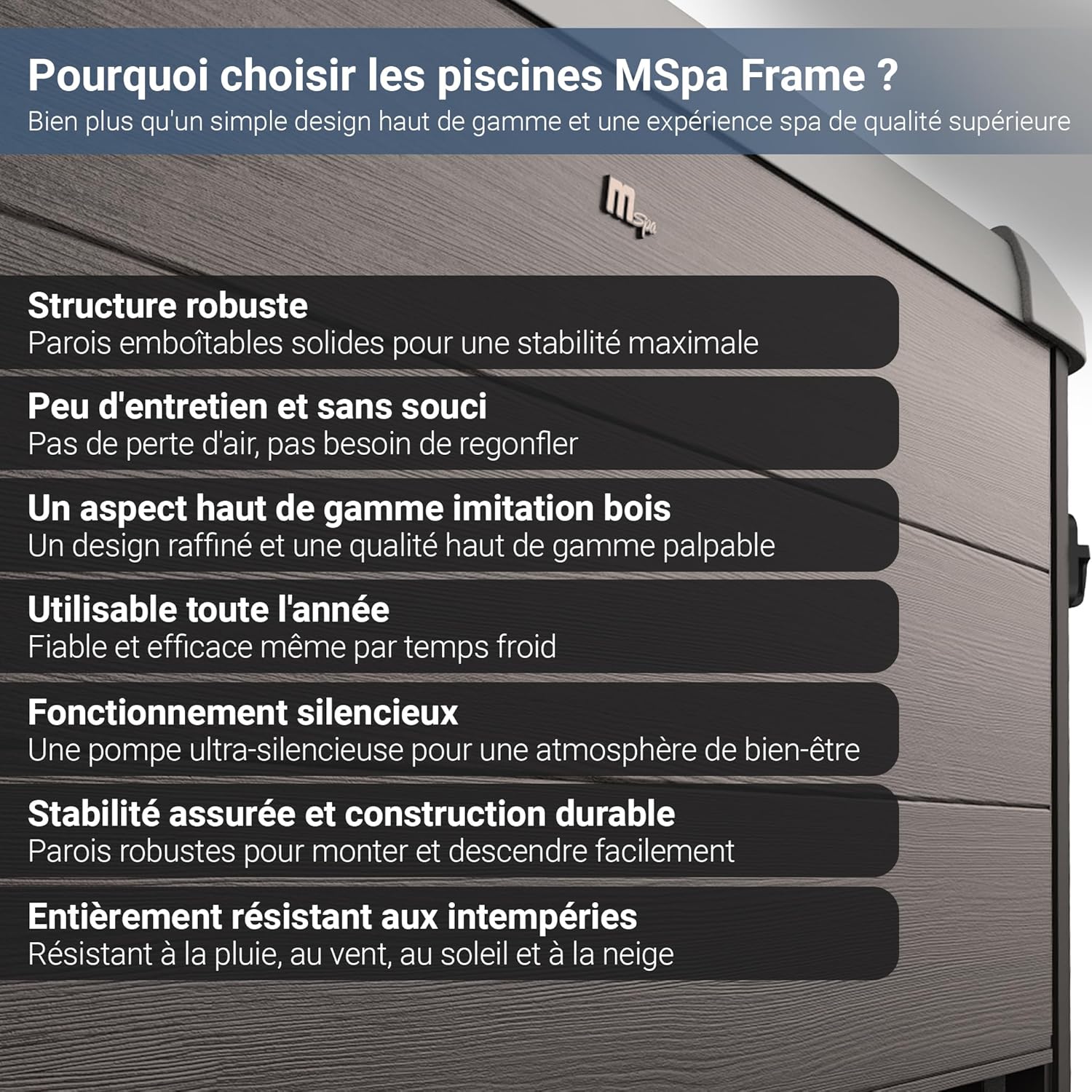 Miweba - MSpa Tribeca - 160x160x65 cm - Spa rigide, contrôle app, 6 pers, 120 buses, hiver résistant MSpa-TRIBEX