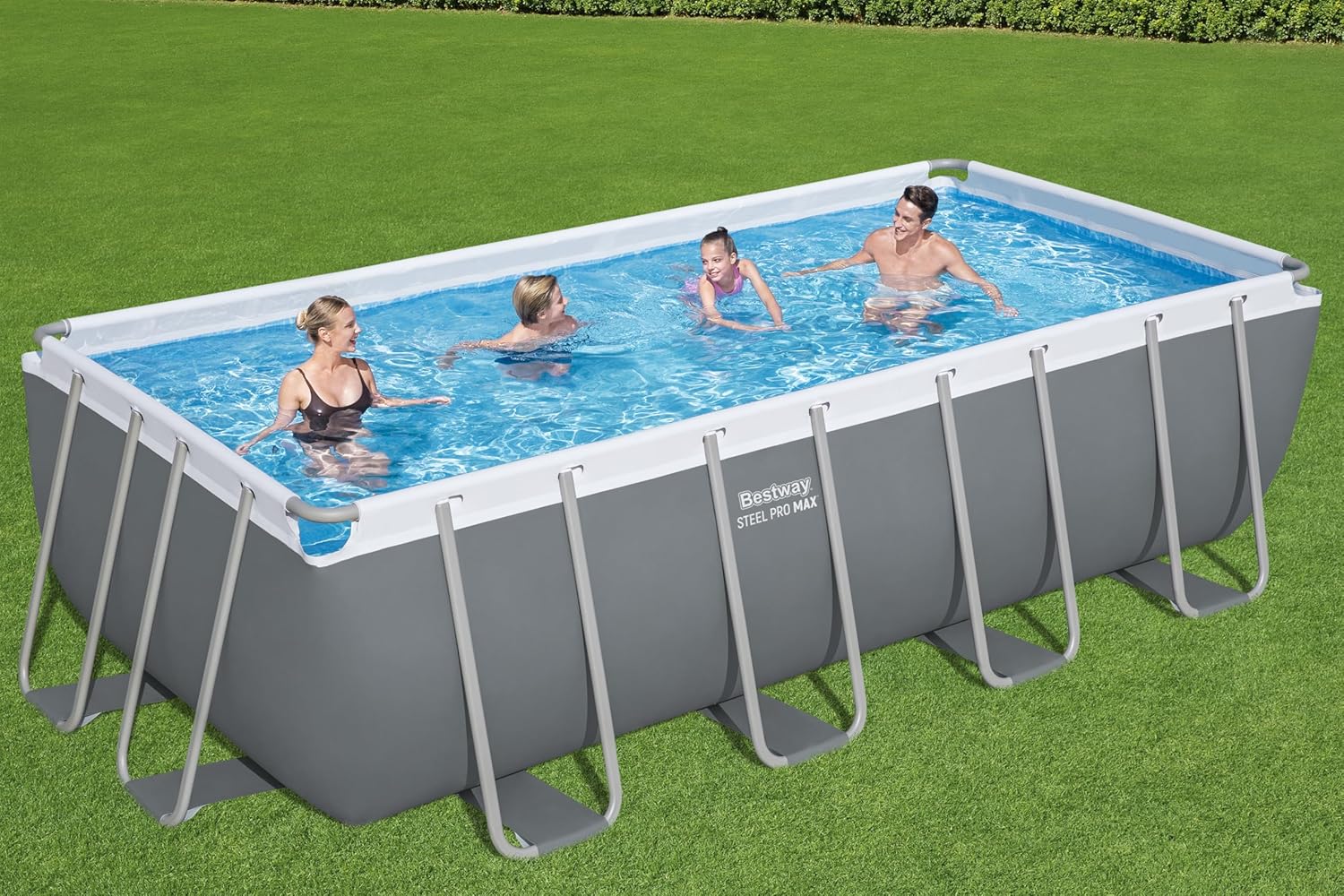 Bestway Steel Pro Max Kit Piscine Hors Sol - 488 cm x 244 cm x 122 cm - Gris foncé