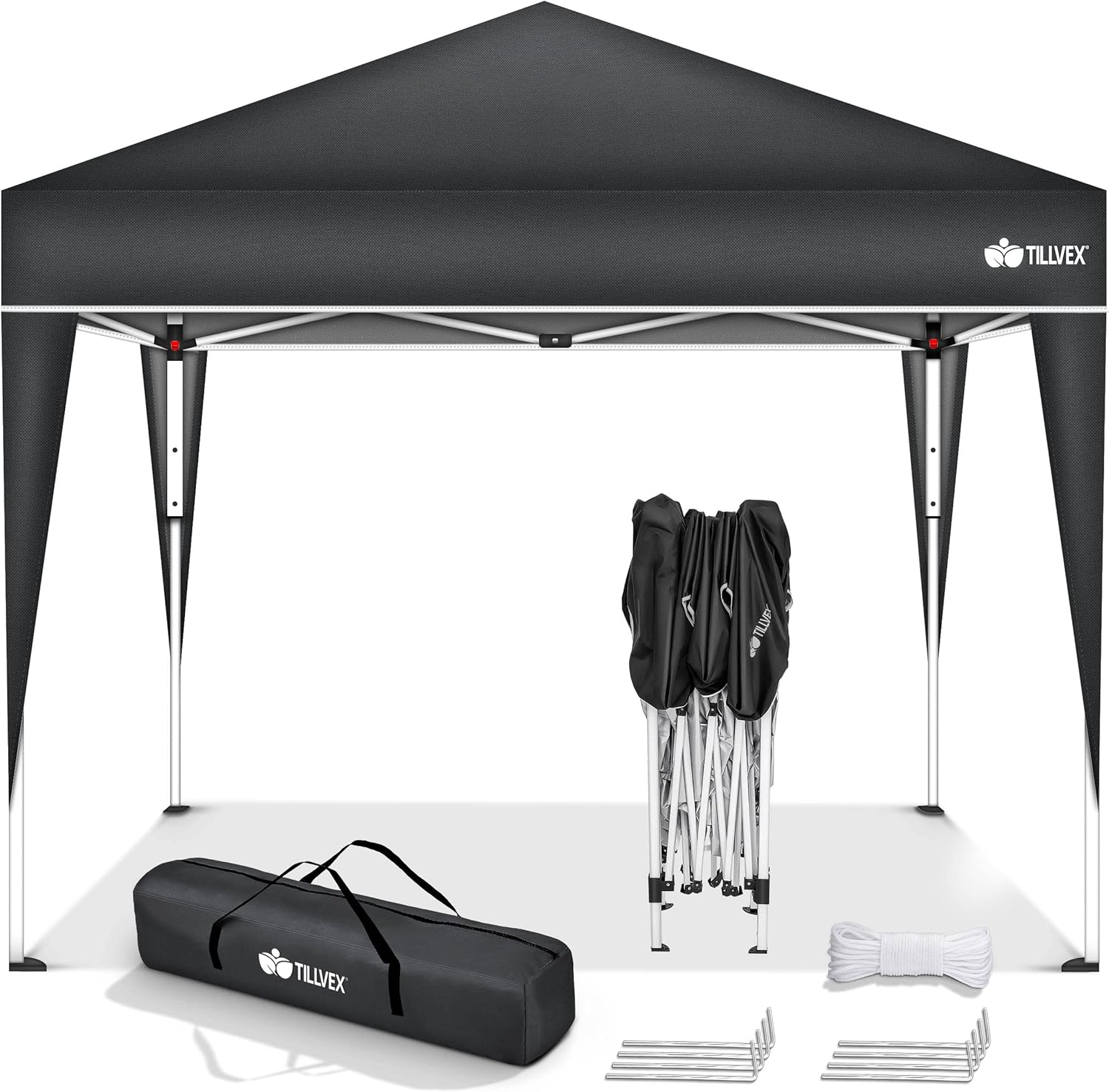 tillvex - Tente Pliante Jardin série - 3x3m - Hauteur réglable, UV50+, sac
