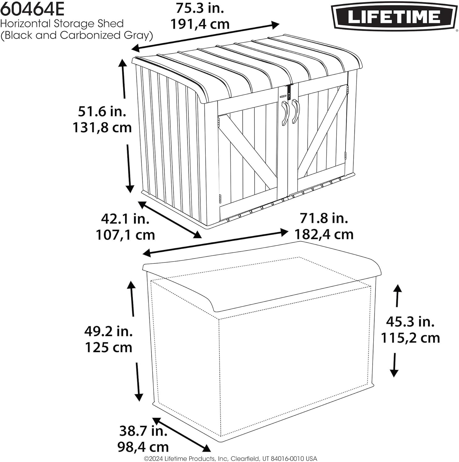 Lifetime - abri horizontal extérieur 2.1 m³ résine robuste 60464E