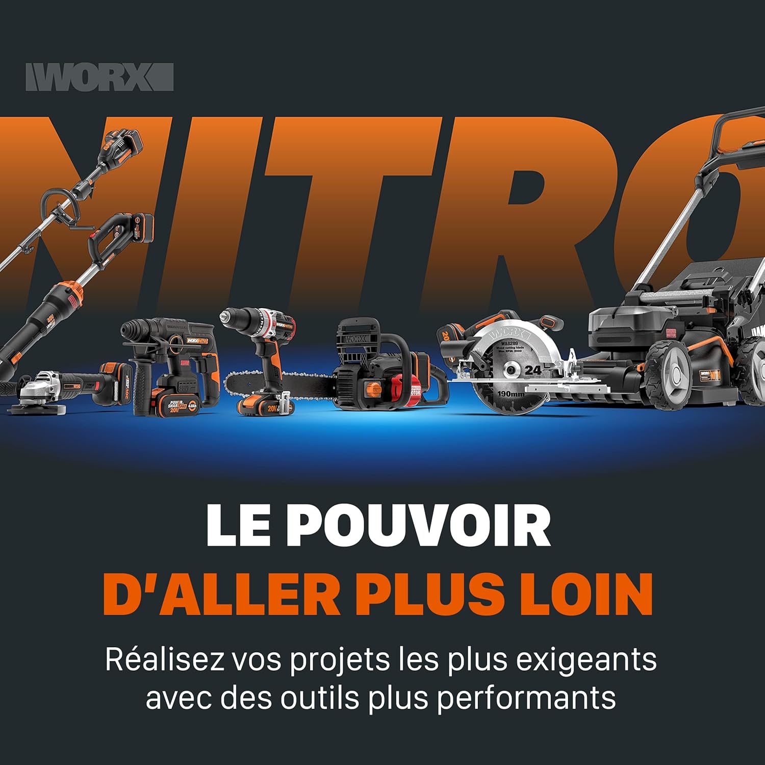 WORX - Mini tronçonneuse brushless 20V, guide 12cm, coupe 10cm, WG325E
