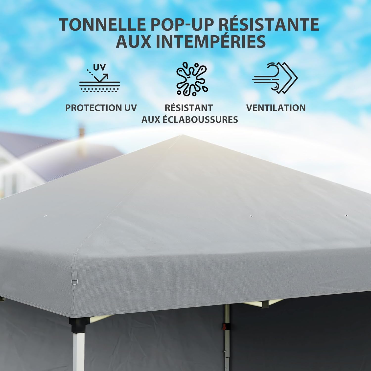 Outsunny - tonnelle pop-up réglable UV30+ 297x297x288cm - 2 parois, sac inclus