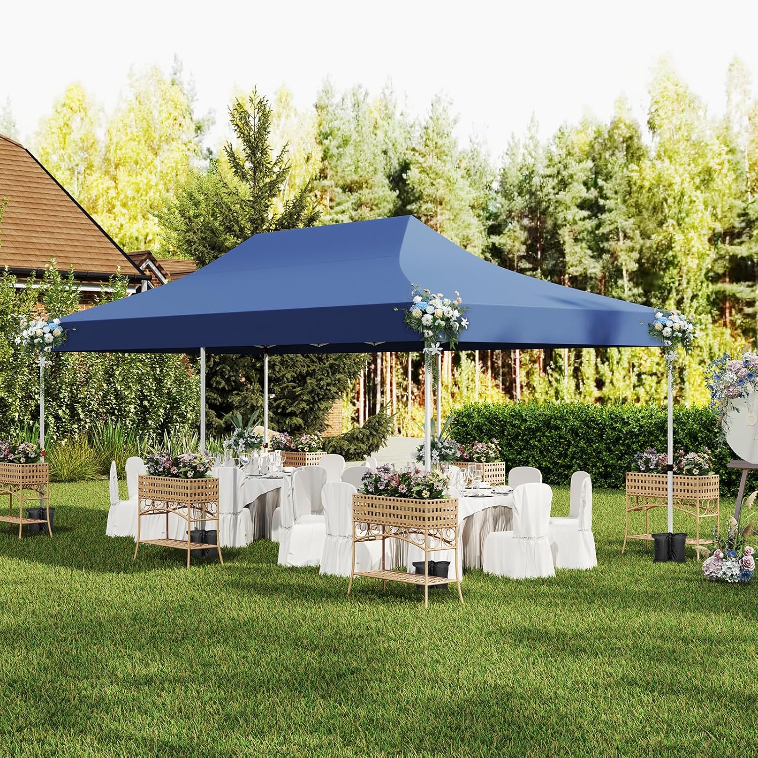GOPLUS - tonnelle pliante - 3x6m - imperméable, sac de transport, 6 bâches
