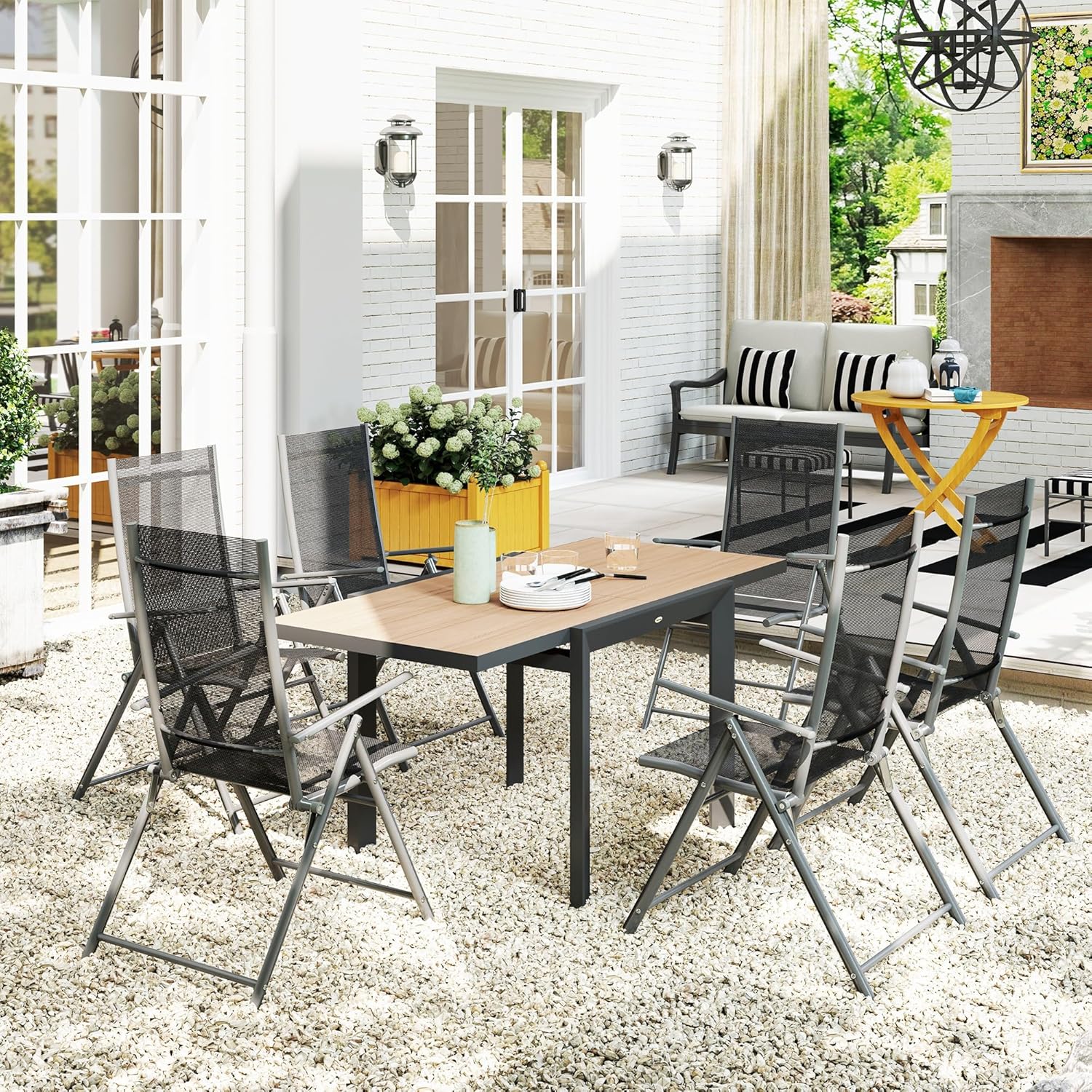 Outsunny - Table extensible aluminium - 80/160x80 cm - résistante, antidérapante, usage extérieur