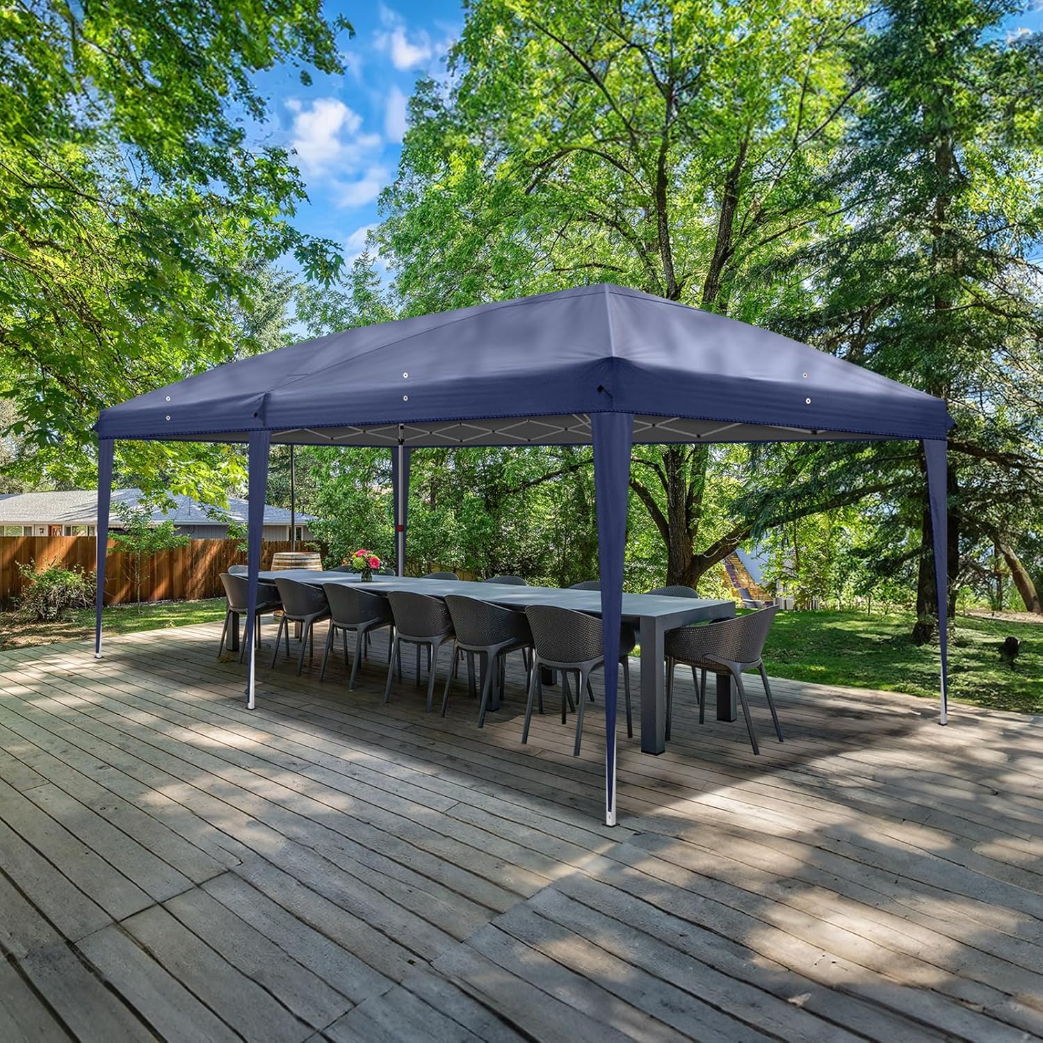 LEADZM Tonnelle de Jardin Pliante,3x6m,Imperméable,Pop-Up,3 Hauteurs Réglables, Protection UV 50+,Tente de Fête,Structure en Acier,pour Jardin,Fête,Bleu