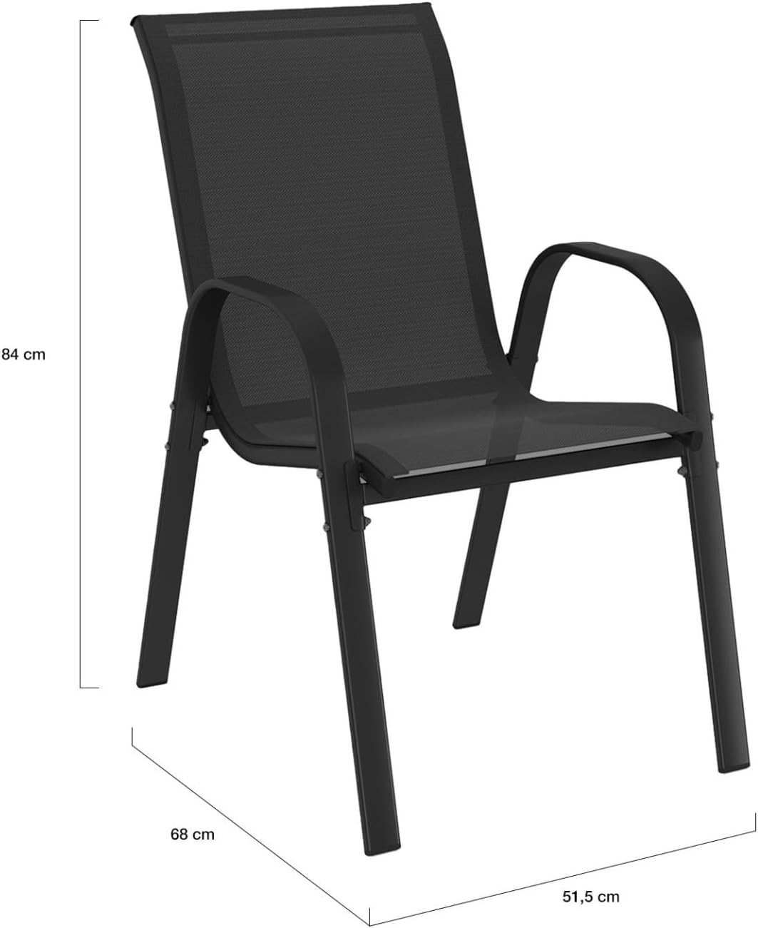 IDMarket - Madrid salon jardin, table 190cm, 8 chaises empilables noires
