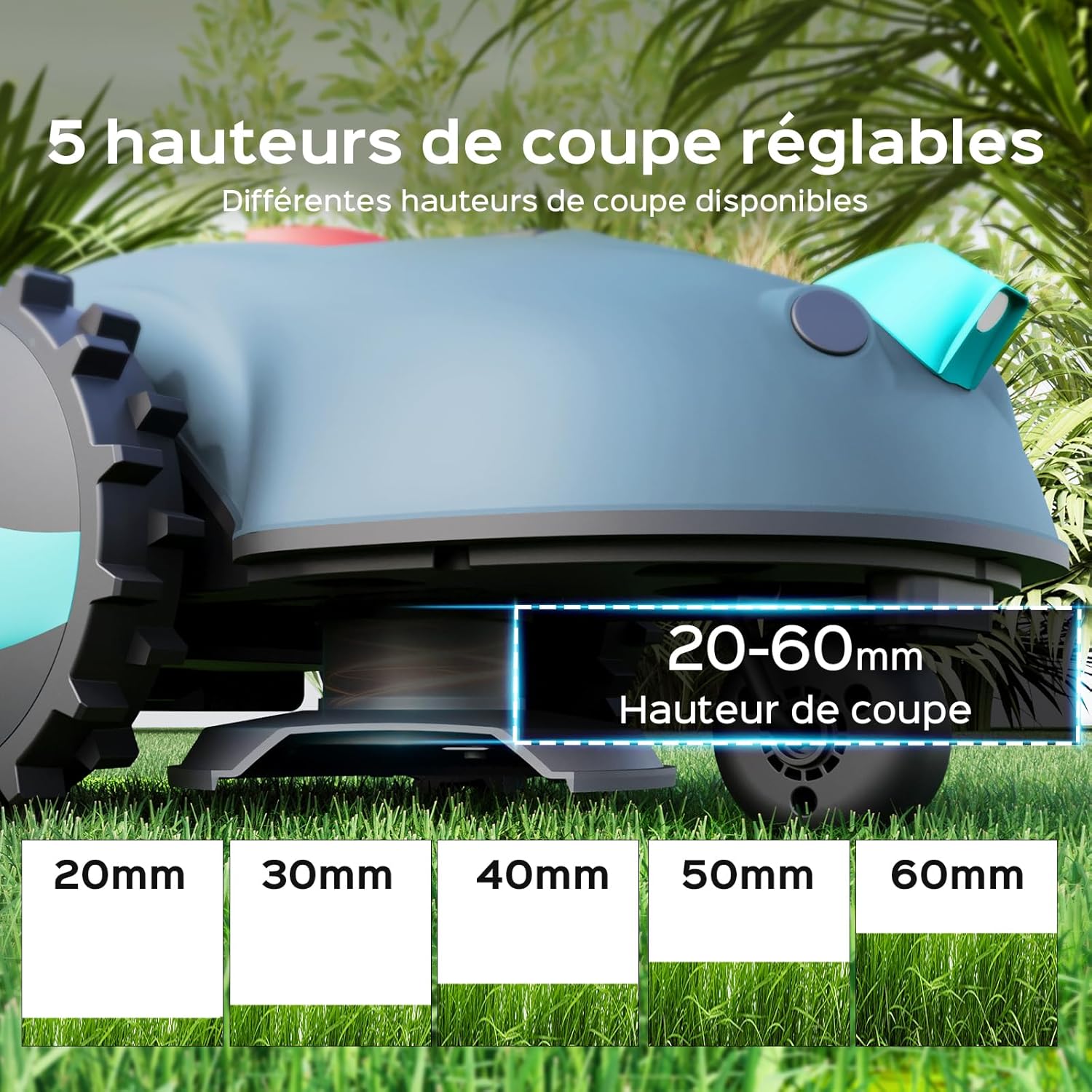 YARDCARE - Robot tondeuse Vision, évitement obstacles, batterie 4Ah V100