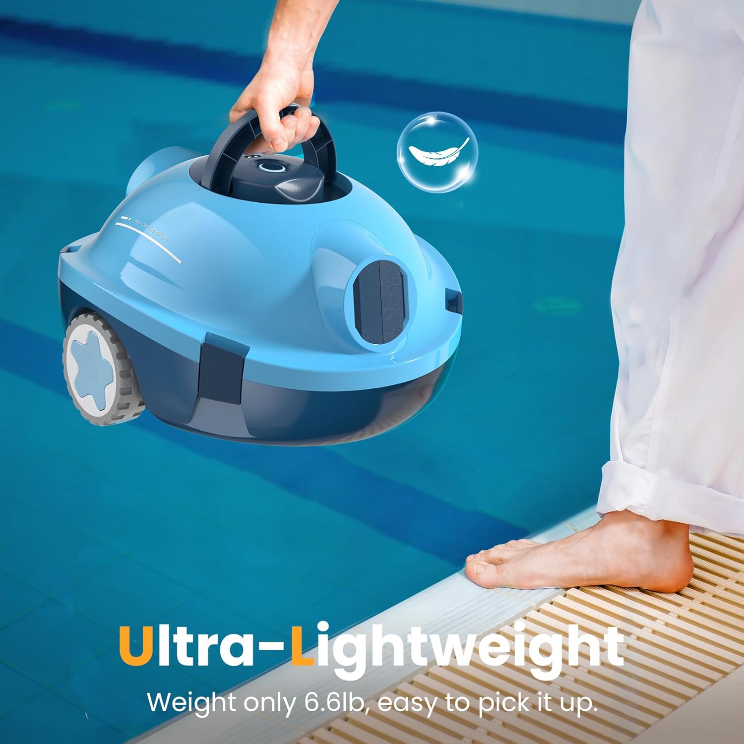 MEDOXA Robot Nettoyeur de Piscine sans Fil, aspirateur de Piscine Automatique, 120 Minutes d'autonomie, Auto-stationnement, Robot Piscine jusqu'à 100 m²（Bleu Seulement 15 en Stock）