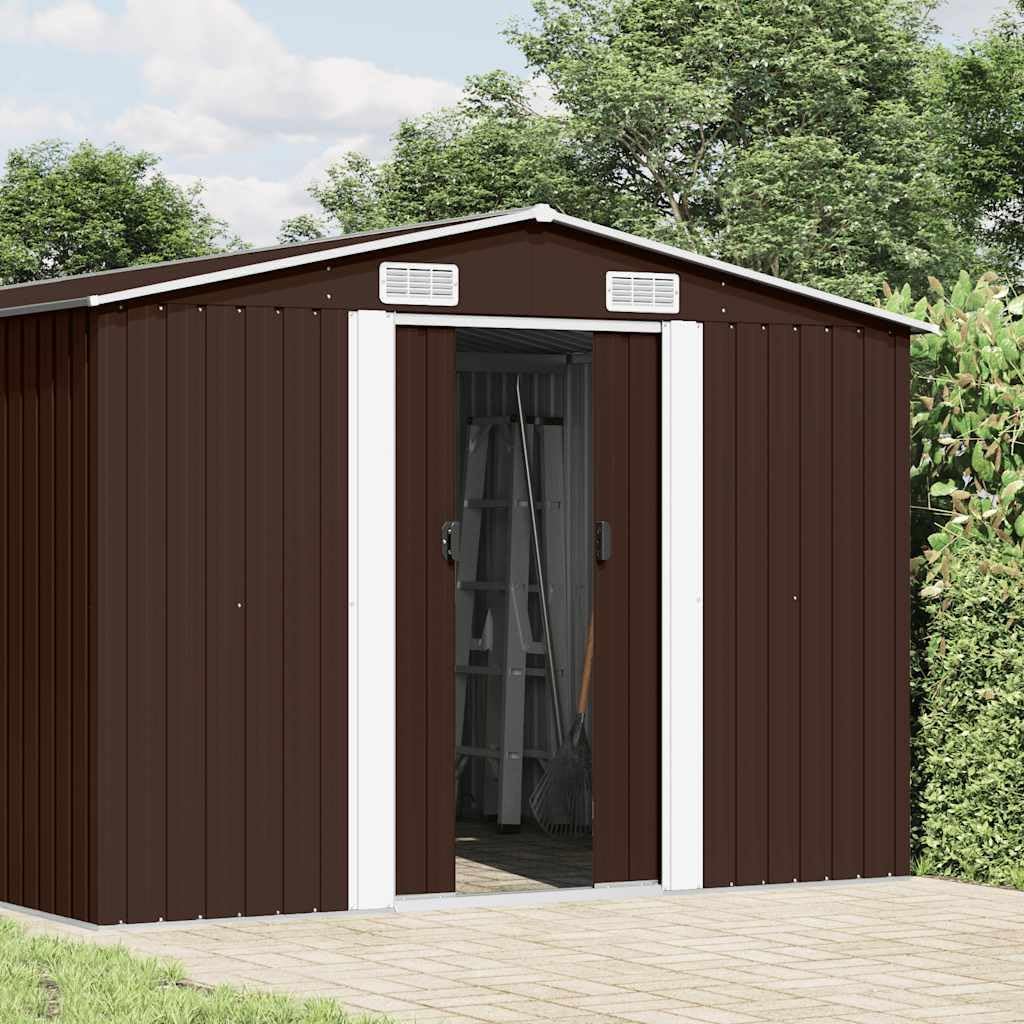 vidaXL Abri de Jardin 257x489x181 cm Métal Marron Terrasse Cabane à Outils